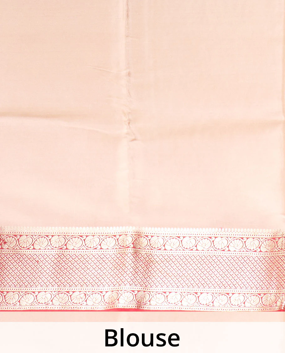 Red zari buttas and checked Mysore silk saree, traditional zari design border, and zari design pallu - Image 5