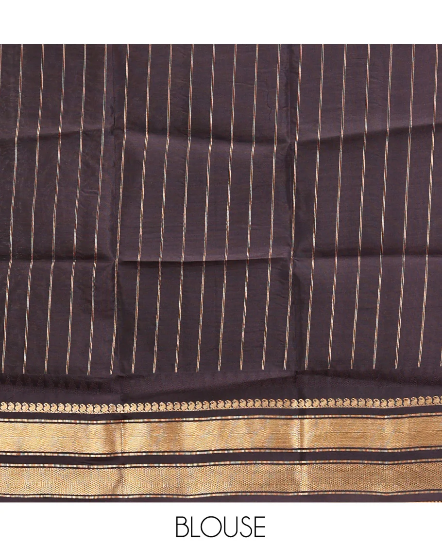 Rust Maroon and Dark Purple Vasundhara Lite Silk Mix Saree, Accentuated with Checked Design All Over Its Body, Complemented by a Contrast Thazampoo Rekku Border of Manga Mokku, Muthu, and Mayil Kann Designs, Grand Pallu, and Paired with a Contrast Blouse - Image 8