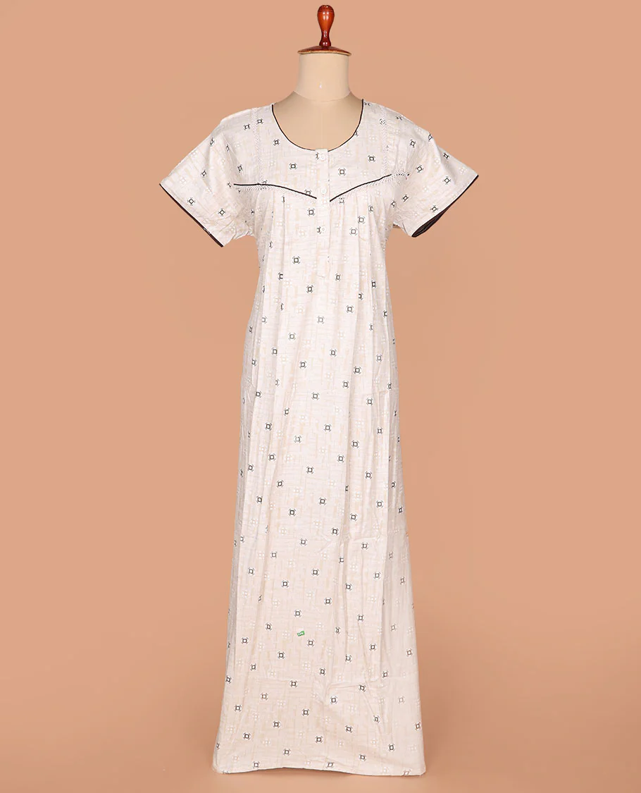 Sandal geometric printed with round neck half-sleeve nighty - Image 2