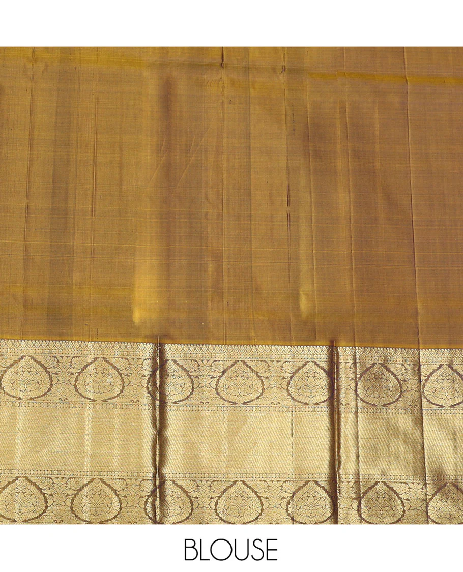 Violet Pure Silk Half-Saree, Finely Crafted with Zari Buttas on Its Skirt, Complemented by a Contrast Border Featuring Traditional Zari Designs, Comes with a Contrast Blouse and a Dhavani of Mayil-Chakram Enclosed Checks - Image 7