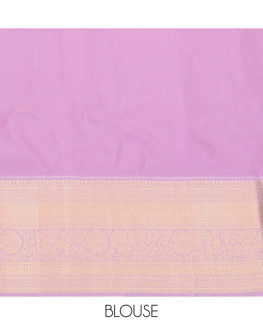 Yellow Budget Silk Saree, Subtly Sparkled with Zari Buttas All Over Its Body, Complemented by a Contrast Traditional Zari Design Border, Grand Jaal Pallu, and Paired with a Contrast Blouse - Image 4
