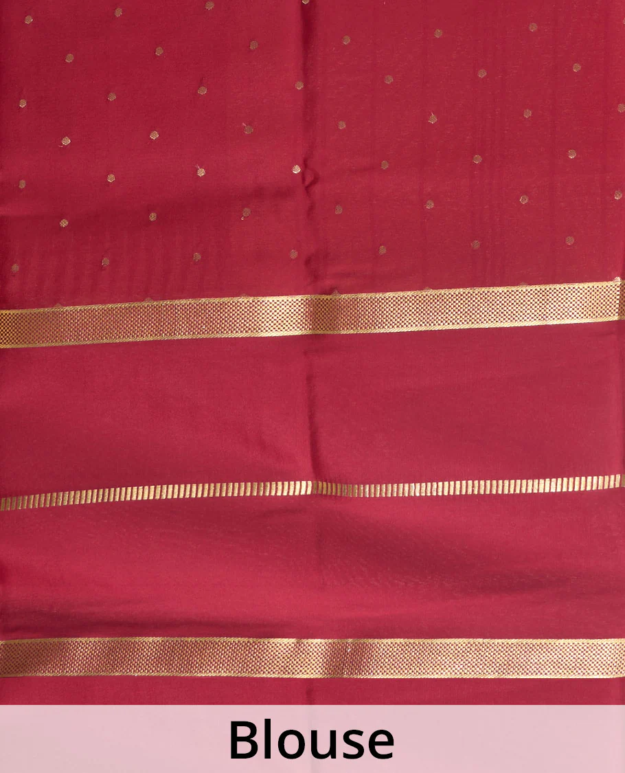 Yellow plain Mysore silk saree, contrast traditional zari border and pallu of zari designs - Image 5